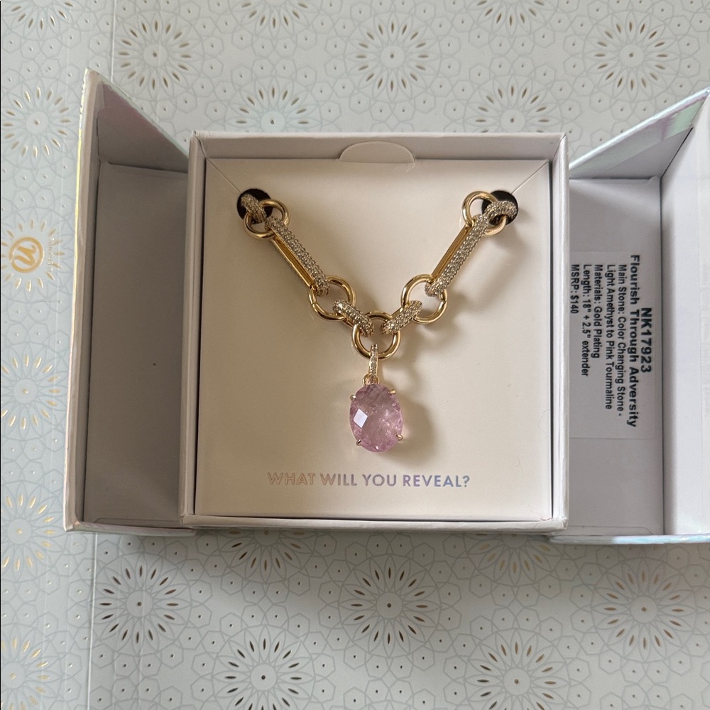 Gold Bracelet with Pink Gemstone